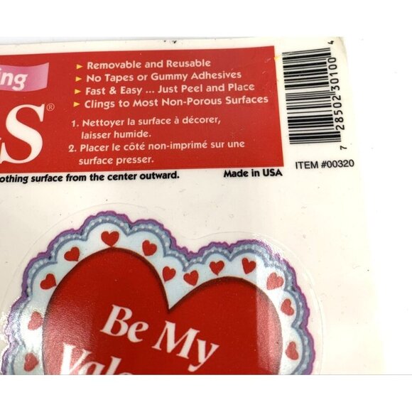 Color Clings Valentines Bears Rabbits Window Decor Vintage Unused - Picture 7 of 8